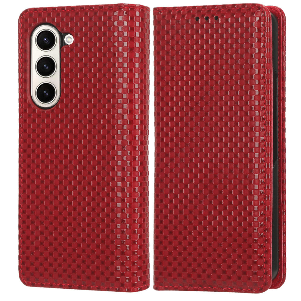 Grid Texture PU Leather Case for Samsung Galaxy Z Fold5 5G Phone Flip Cover with Stand Grid Texture PU Leather Case for Samsung Galaxy Z Fold5 5G Phone Flip Cover with Stand